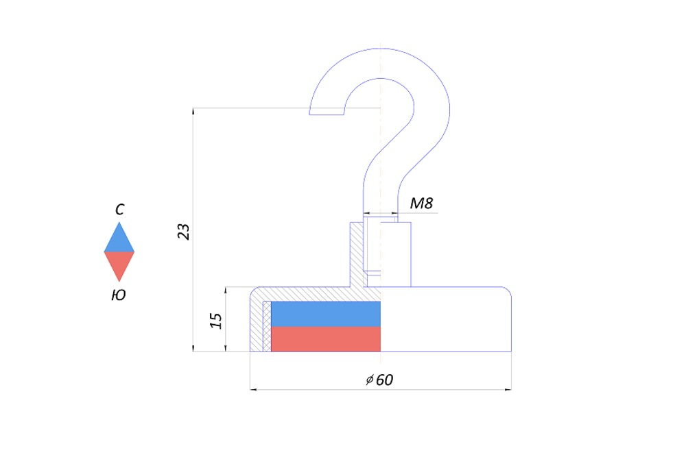 Магнитное крепление с крючком Е60
