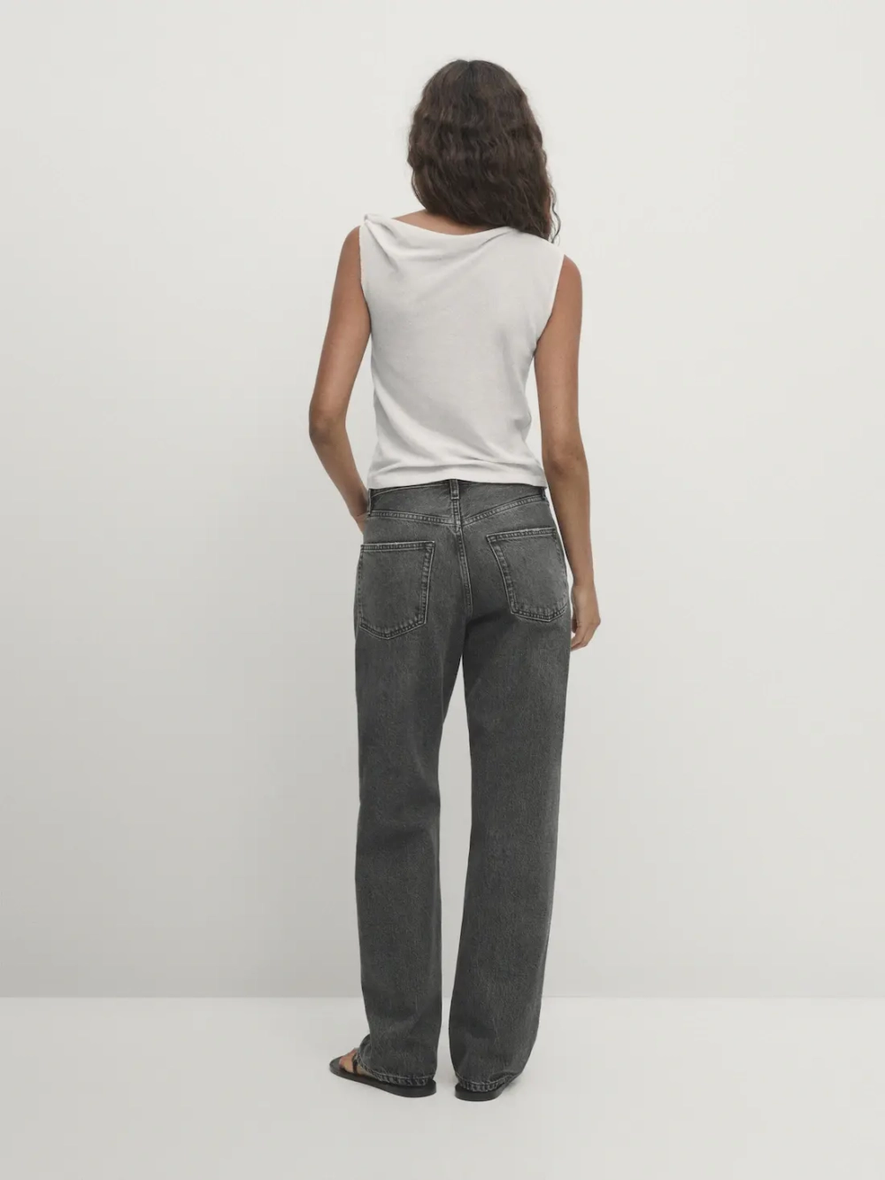 Massimo Dutti Хлопковый топ с драпировкой на плечах, белый