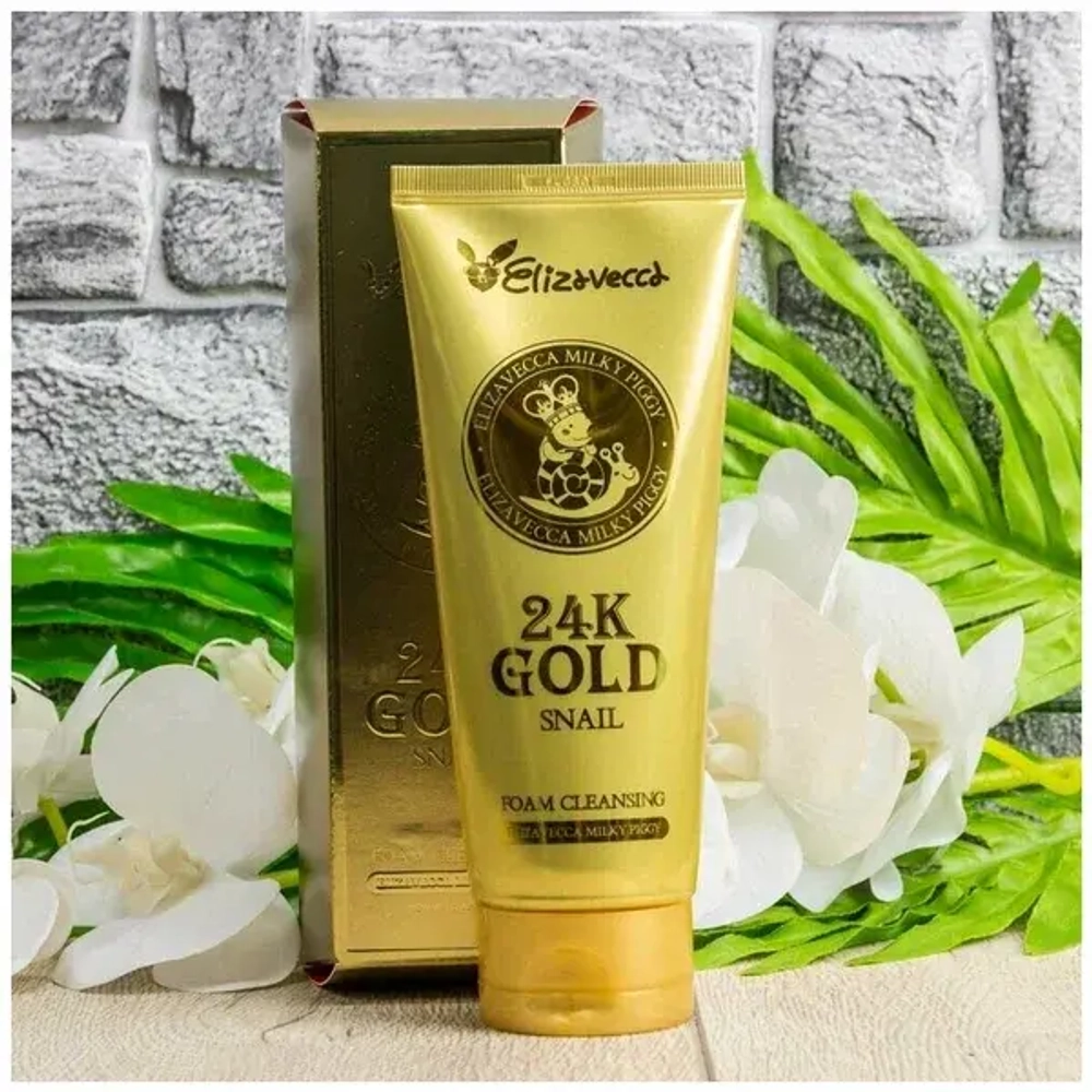 Elizavecca Пенка для умывания с муцином улитки и золотом - 24K Gold snail cleansing foam, 180мл