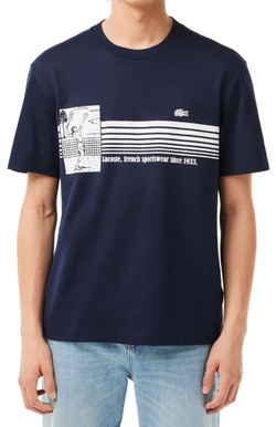 Мужская теннисная футболка Lacoste French Made Tennis Print Heavy T-Shirt - небесный