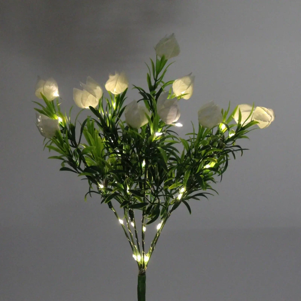 Светильник на солн.батарее (фигура на спице с подсветкой) «Тюльпаны» 75 см, Белый (свечение тепл.белый)