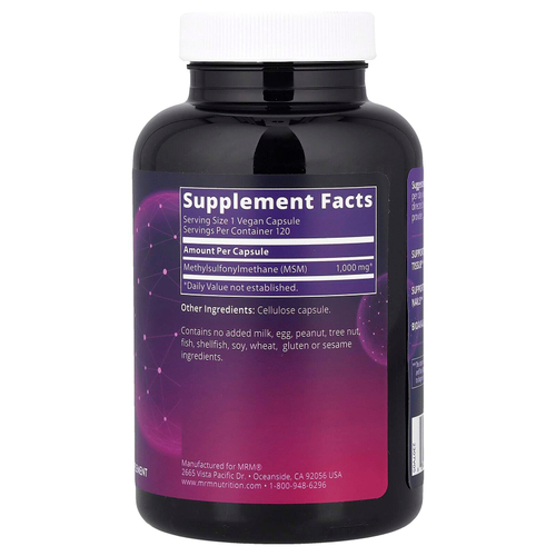 MRM Nutrition, Nutrition, МСМ, 1000 мг, 120 веганских капсул