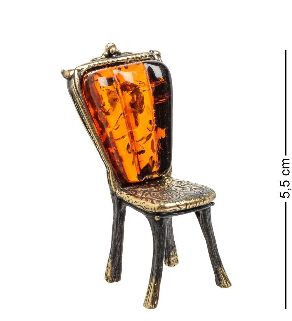 AM-1563 Фигурка «Стул резной» (латунь, янтарь)