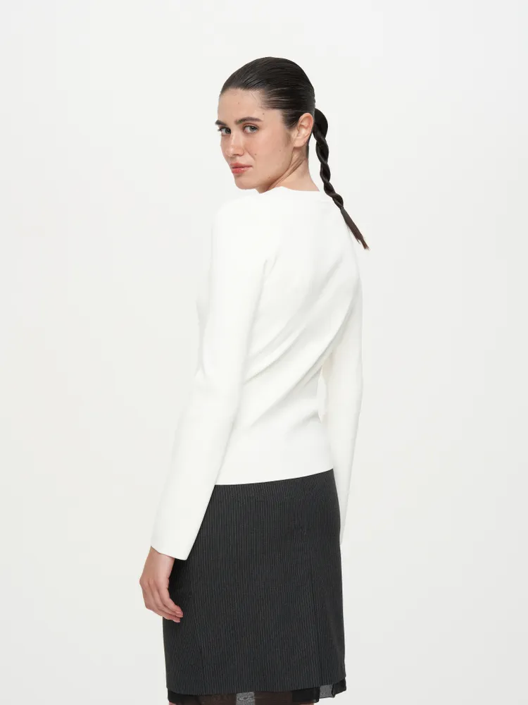 Белый укороченный лонгслив из вискозы