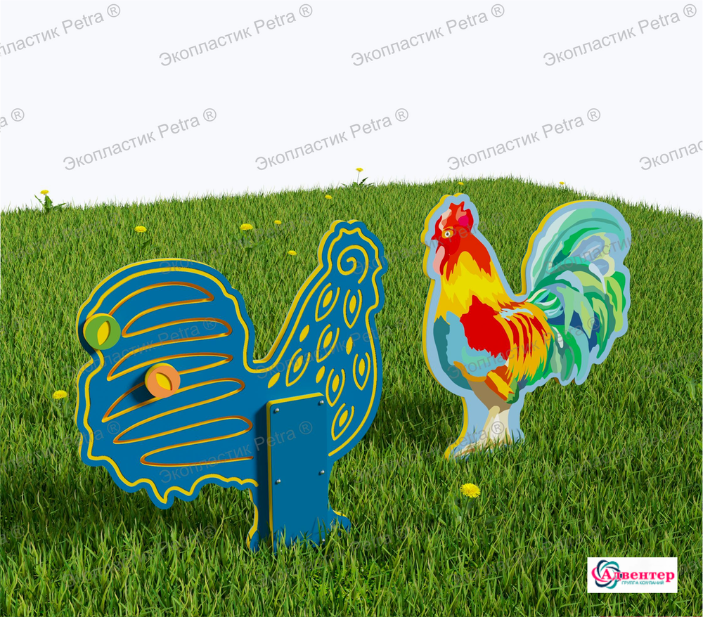 Уличный двусторонний модуль с сенсорными элементами Тактильный топиарий Животные фермы