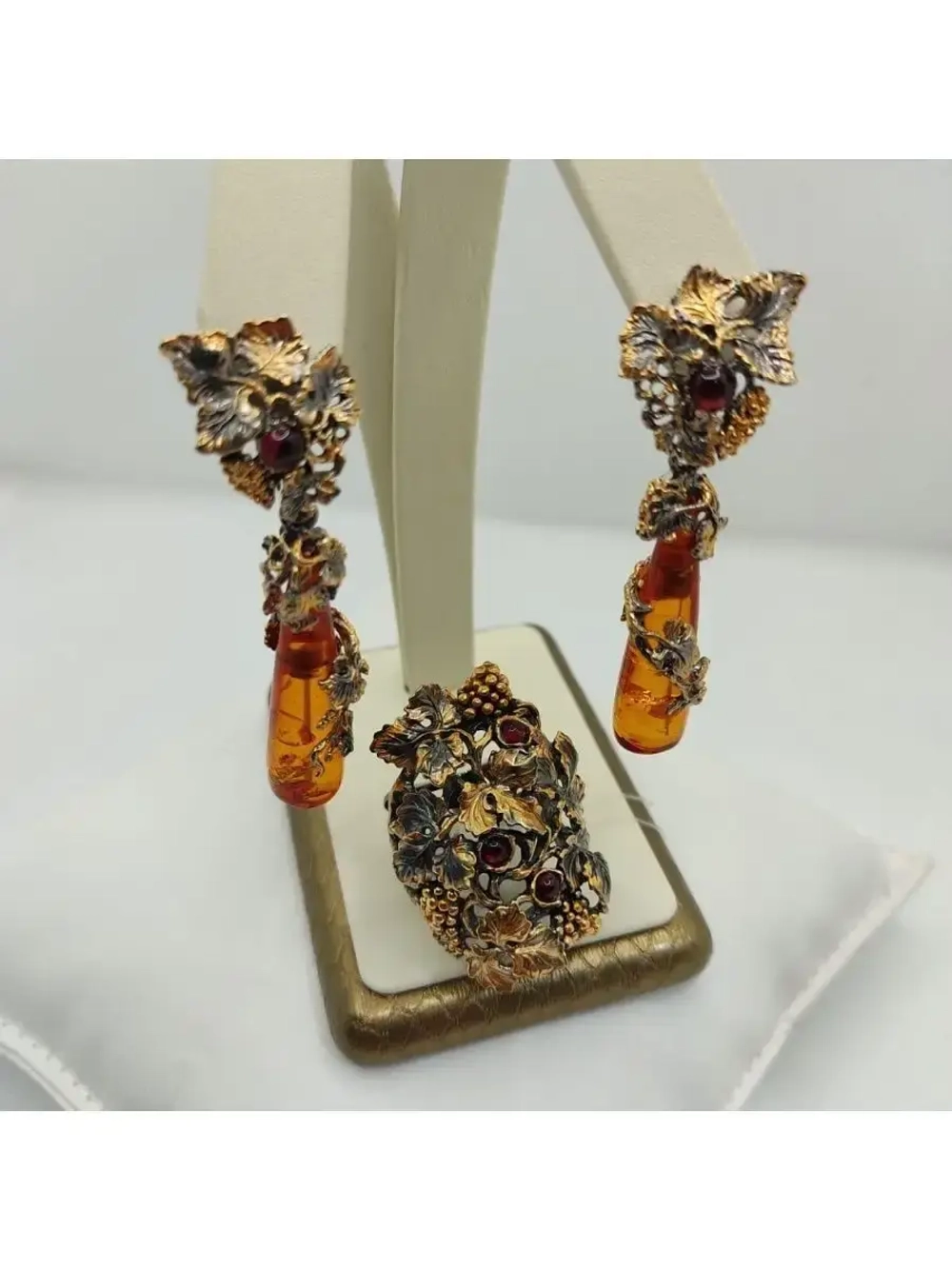 Ювелирные серьги серебро 925 янтарь