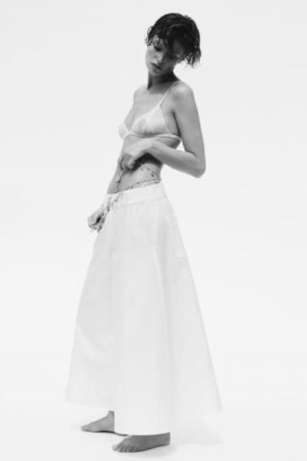 ZARA БРЮКИ ИЗ ОБЪЕМНОГО СМЕСОВОГО ЛЬНА ZW, БЕЛЫЙ