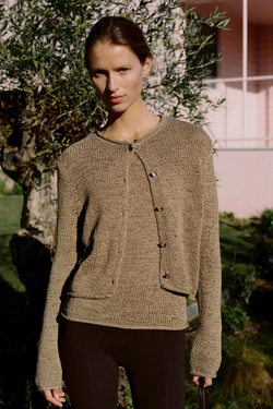 ZARA ВЯЗАНЫЙ КАРДИГАН, ТЕМНЫЙ РЫЖЕВАТО-КОРИЧНЕВЫЙ