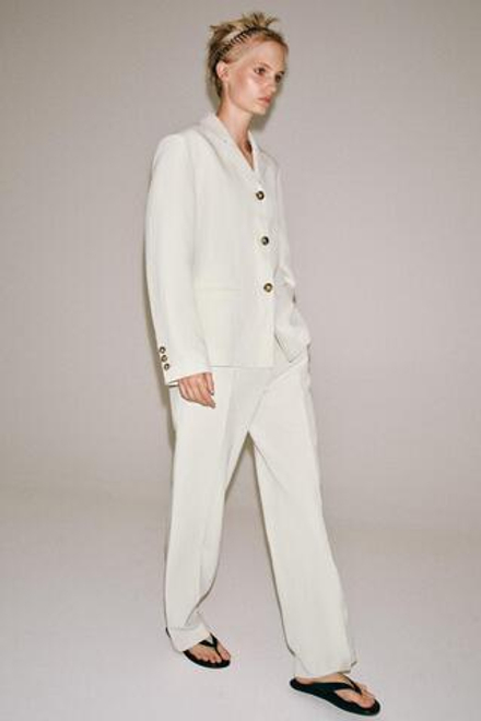 ZARA ПРЯМОЙ БЛЕЙЗЕР ИЗ ЛЬНЯНОЙ СМЕСИ — ZW COLLECTION, ЦВЕТ ЛЬДА