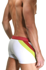 Белые трусы-боксеры с цветными вставками по бокам (Размер: L) (Цвет: белый)