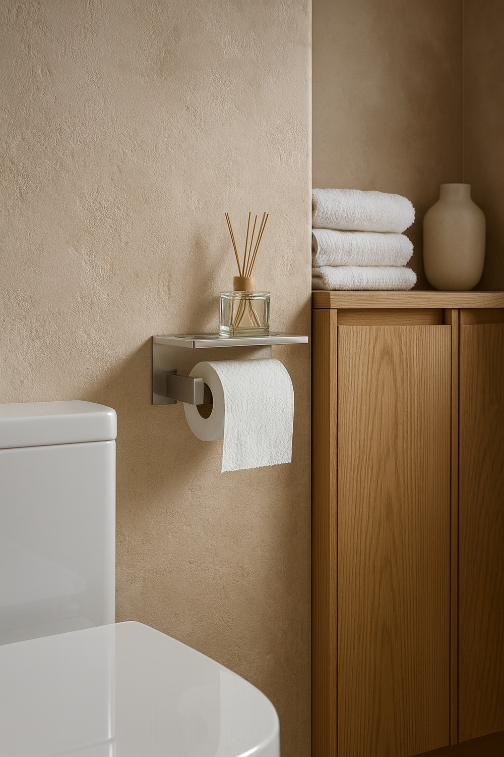 Держатель для туалетной бумаги STWORKI Готланд S13345CR настенный, глянцевый хром, с полкой