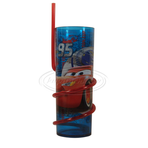 Бокал с витой соломкой (330 мл) син. Тачки