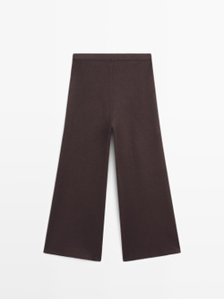 Massimo Dutti Широкие трикотажные брюки, коричневый