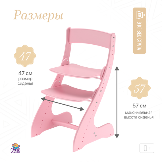 Растущий стул "ПАВЛИН", светло-розовый (Фабрика Друг Кузя) - фото: 2 Растущий стул "ПАВЛИН", светло-розовый - фото: 2