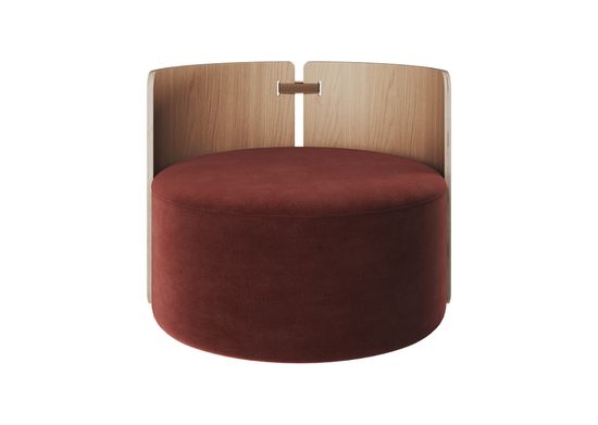 Кресло крутящееся Lagom 800 (бордовый FiberGuard, натуральный дуб)