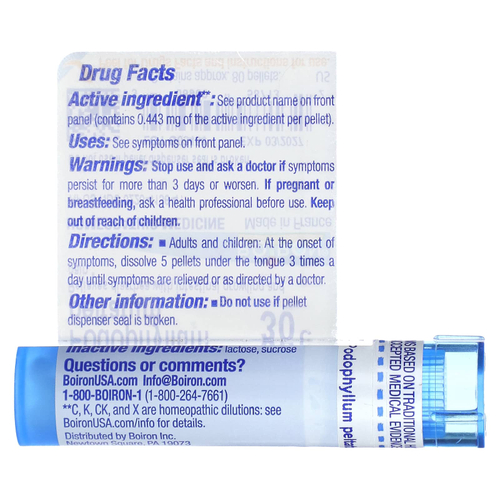 Boiron, Podophyllum peltatum, 30C, для облегчения диареи, прибл. 80 гранул