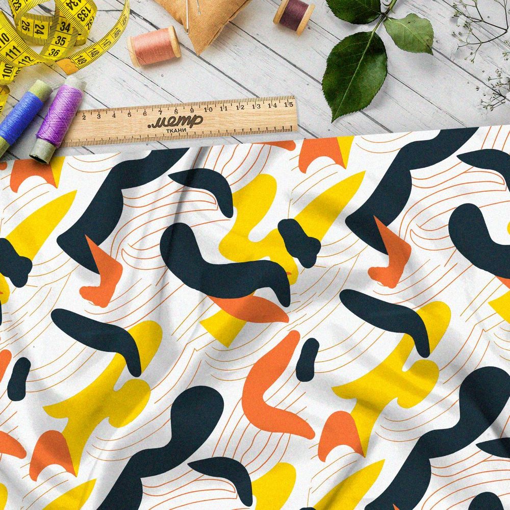 Ткань премиум шелк искусственный Армани орнаментальные фрески