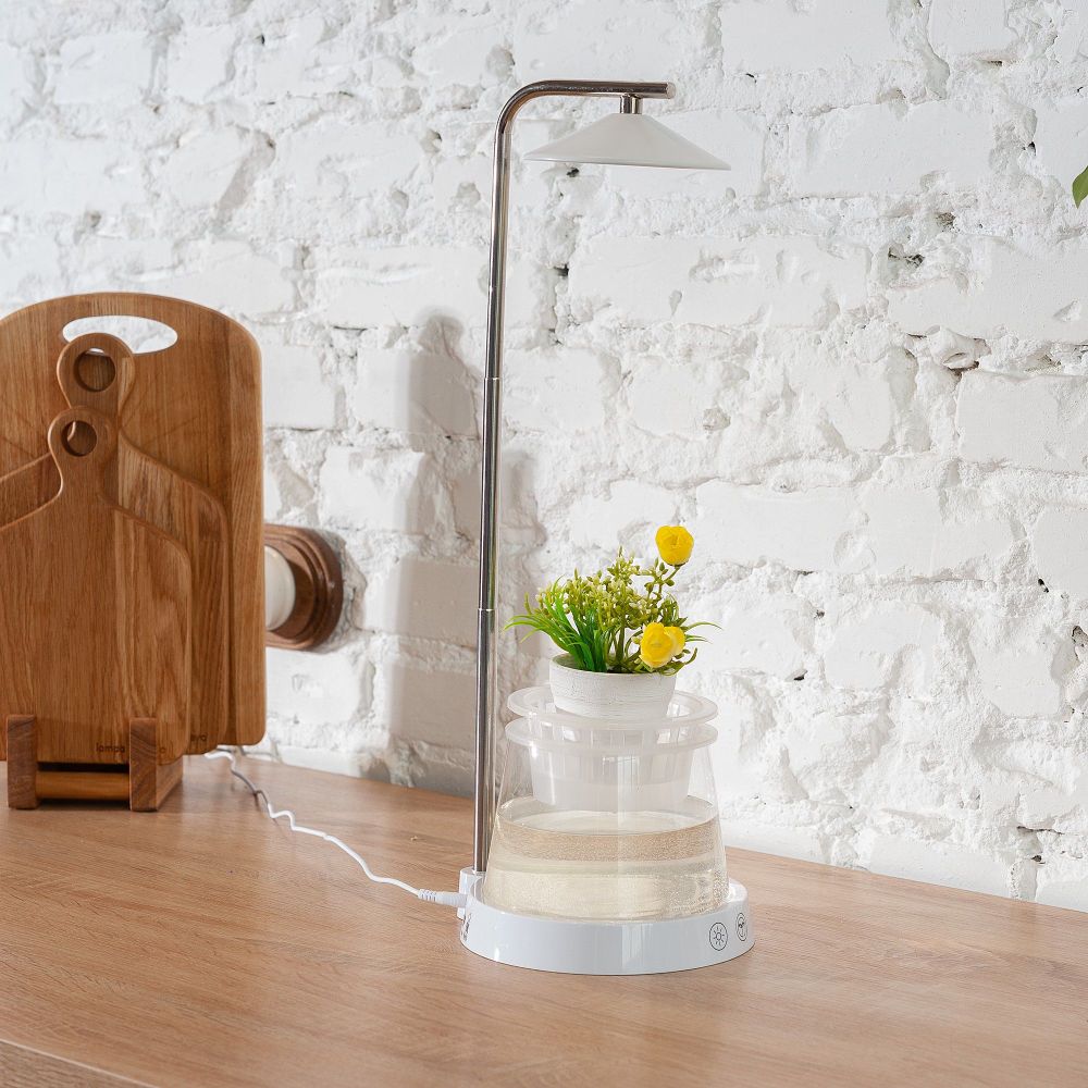 ULT-P36-3W-4000K+SPSB IP40 WHITE Светильник для растений светодиодный. с подставкой и декоративной емкостью. Белый свет4000K + cпектр для рассады и цветения. TM Uniel