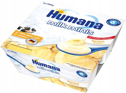 Десерт Humana молочный с бананом 100г*4шт с 6 месяцев