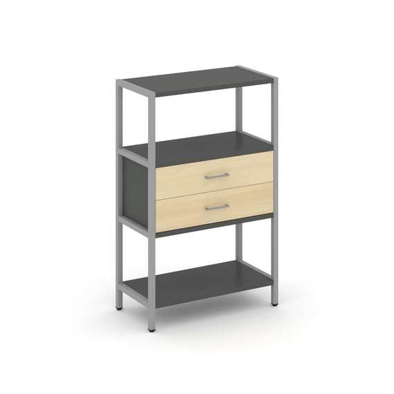 Shelf System Односекционный стеллаж трехярусный с ящиками SN.STM-312 Антрацит/Акация Лорка/Металл Се