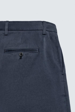 ZARA X AARON LEVINE ШОРТЫ RELAXED FIT С ЗАЩИПАМИ, ПУДРОВО-СИНИЙ