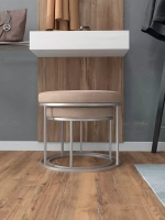 Комплект круглых банкеток - СБЕЖ - бежевое на серебрянном