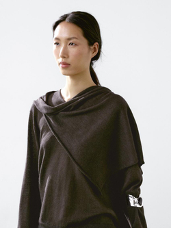 Massimo Dutti Свитер из смесового льна с платком, коричневый