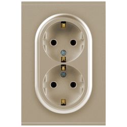 Розетка ЭРА Arktik 16-2105-04 двойная с заземлением 2X2P+E Schuko со шторками 16А-250В шампань | Эра Arktik