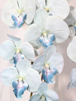 Искусственная Орхидея голубая 2 ветки 55см в кашпо