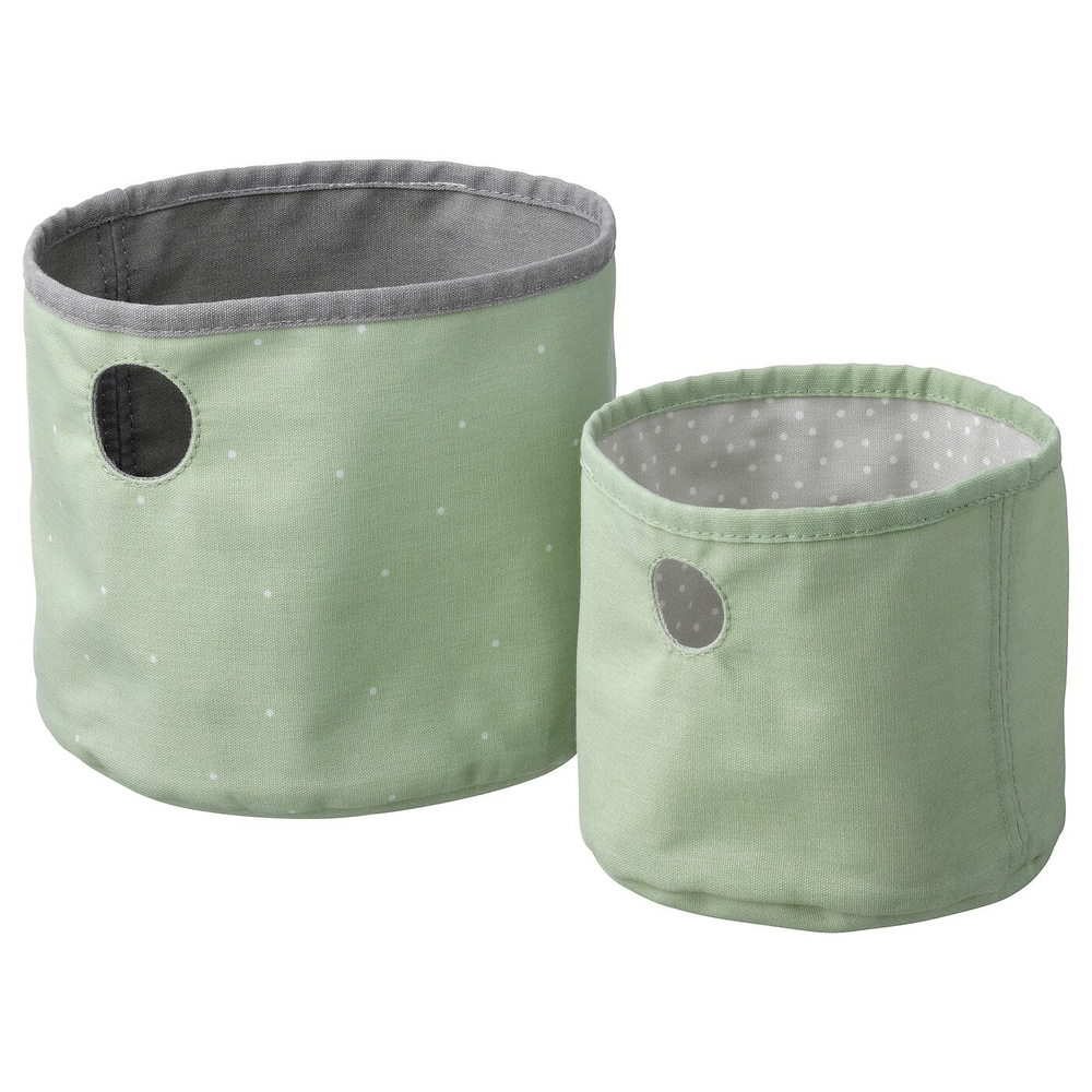 IKEA LEN  (ИКЕА ЛЕН)  -  Коробка, 2 шт, зеленый/светло-серый