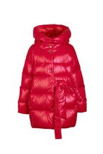 Ярко-красное укороченное пальто для девочки PULKA