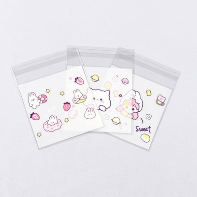 Пакет БОПП с липкой лентой, «Корейский стиль», 10×10+3 см МИКС