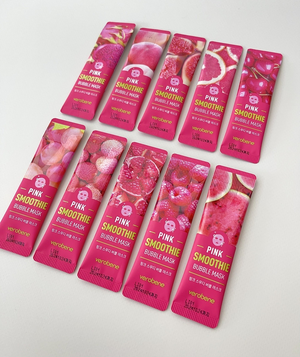 Пузырьковая маска для лица «розовый смузи» Verobene Pink Smoothie Bubble Mask