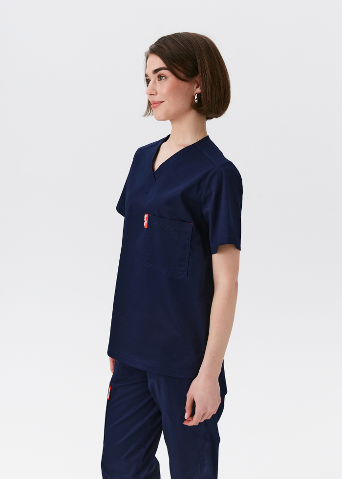 Топ медицинский унисекс Ред Бейс, нэви хлопок