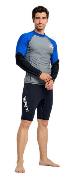 Футболка рашгард лонгслив Sargan Агидель UPF 50+ мужская серо-синяя роял-черный