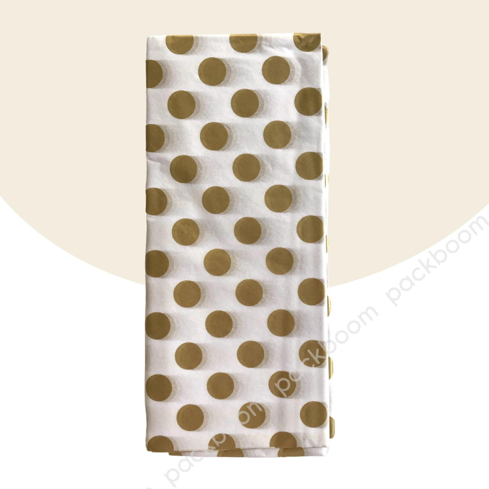 Бумага тишью 50 х 66 см (10 листов), золотой горошек