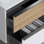 Тумба подвесная под раковину Sancos Delta, Дуб светлый/белый 590х445х500