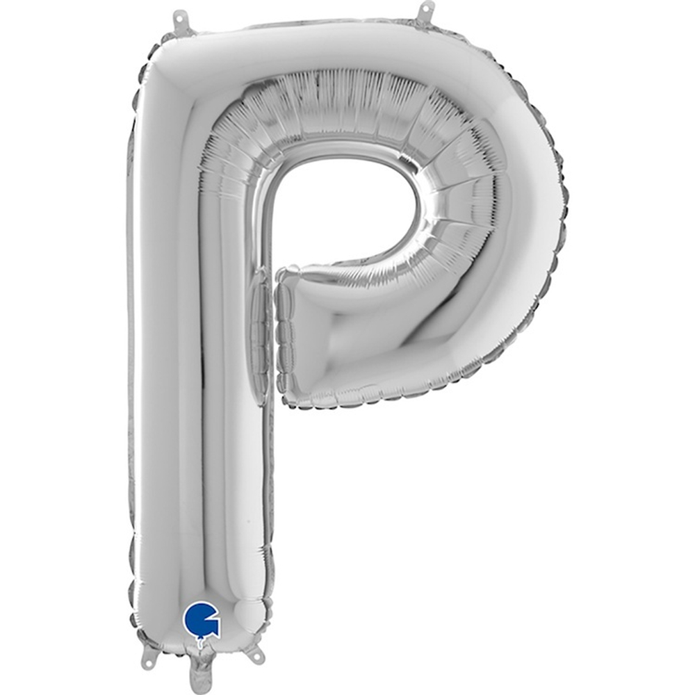 Фольгированная фигура, Буква Р 66 см Silver