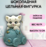 Шоколадная фигурка "Котенок в машинке". Цвет голубой