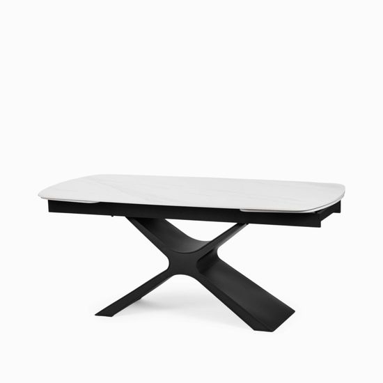 Обеденный раздвижной стол Flormere 180-260x90 стальная ножка и белая керамика