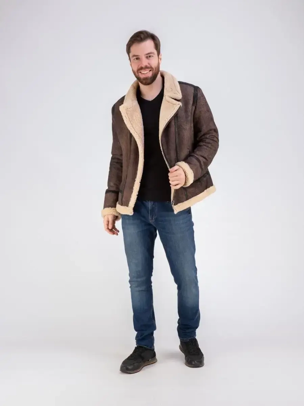 Дубленка мужская натуральная авиатор зимняя Турция