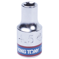 KING TONY (233545M) Головка торцевая стандартная шестигранная 1/4", 4.5 мм
