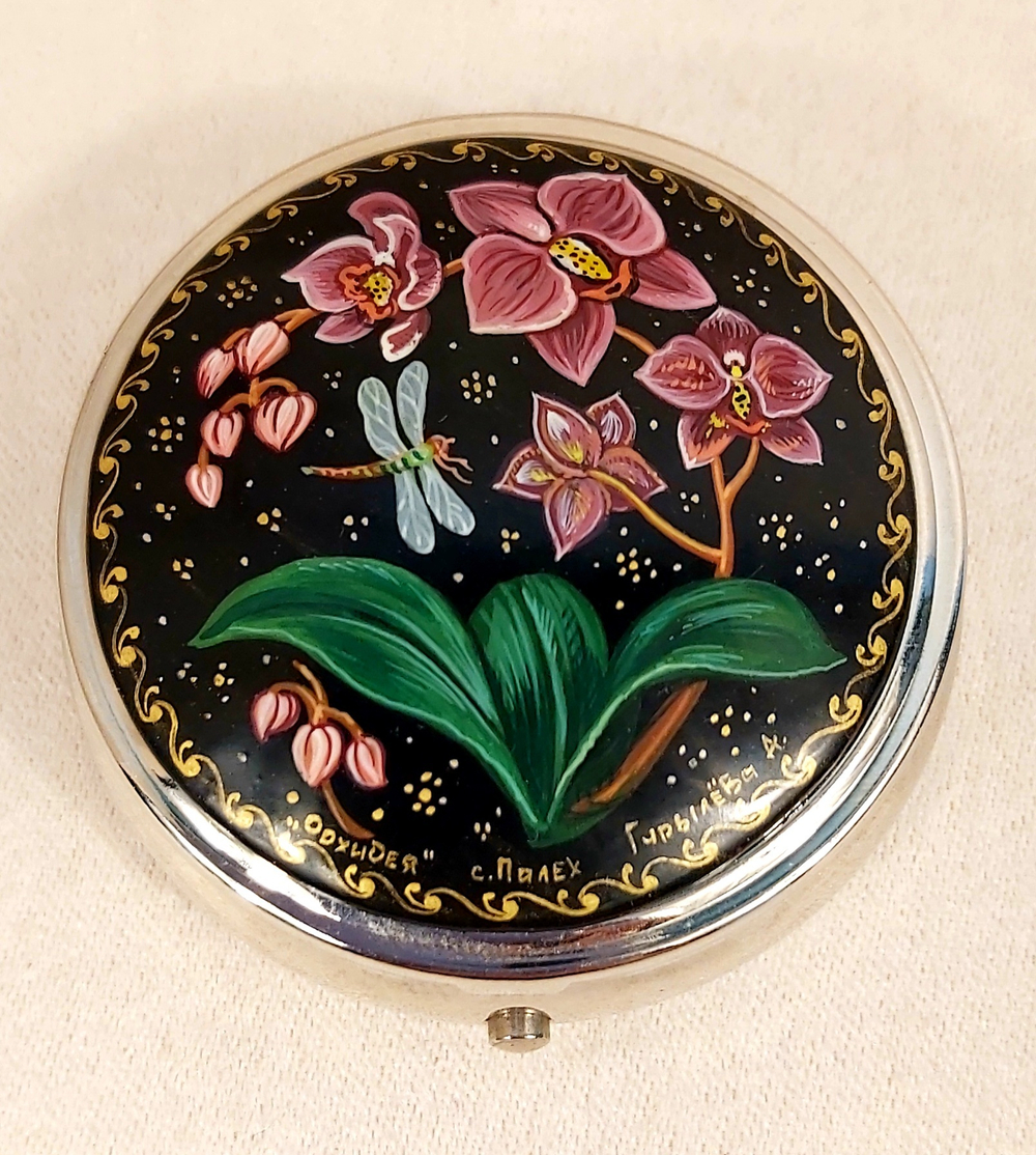 Таблетница с ручной росписью Палех "Орхидея"