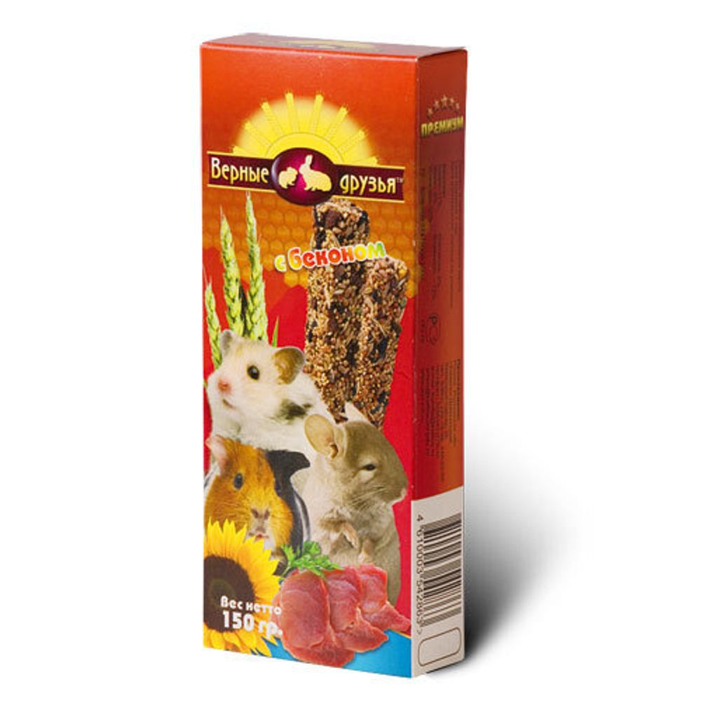 Верные друзья Лакомства для грызунов с беконом, 150 г