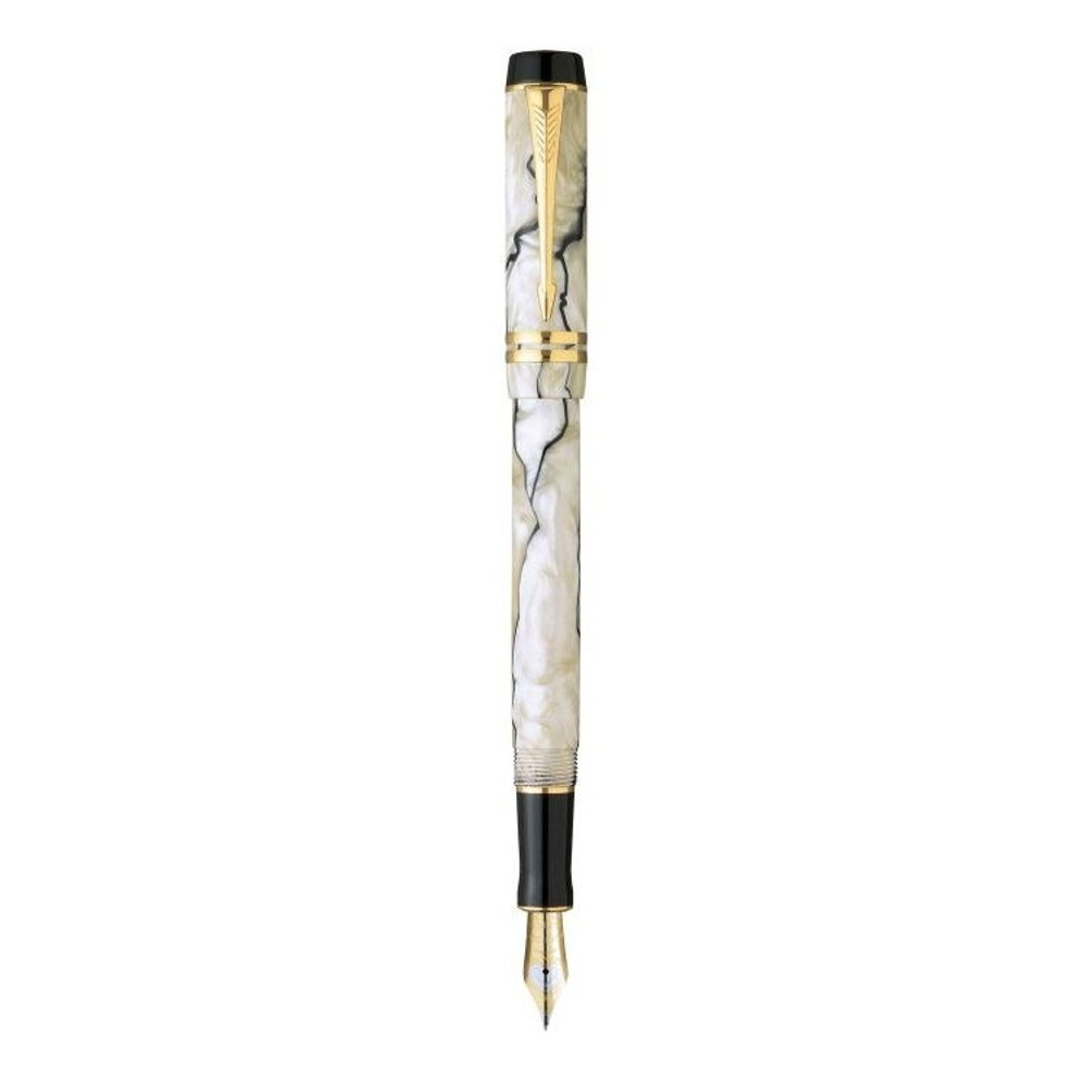 Перьевая ручка Parker Duofold F185 Centennial Pearl & Black