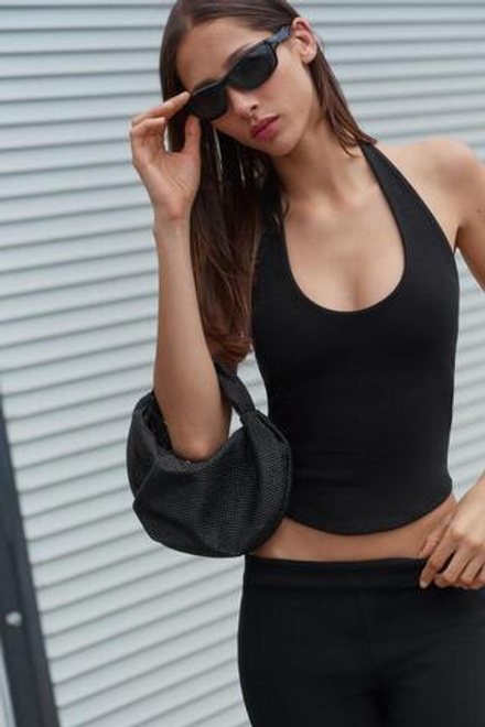 ZARA СУМКА С БЛЕСТЯЩИМИ ДЕТАЛЯМИ, ЧЕРНЫЙ