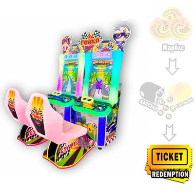 Двойной детский автомат с видеоиграми «Мотогонка»