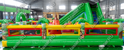 Надувной батут "Джунгли малый" борта с сеткой, размер 10*7*5 м