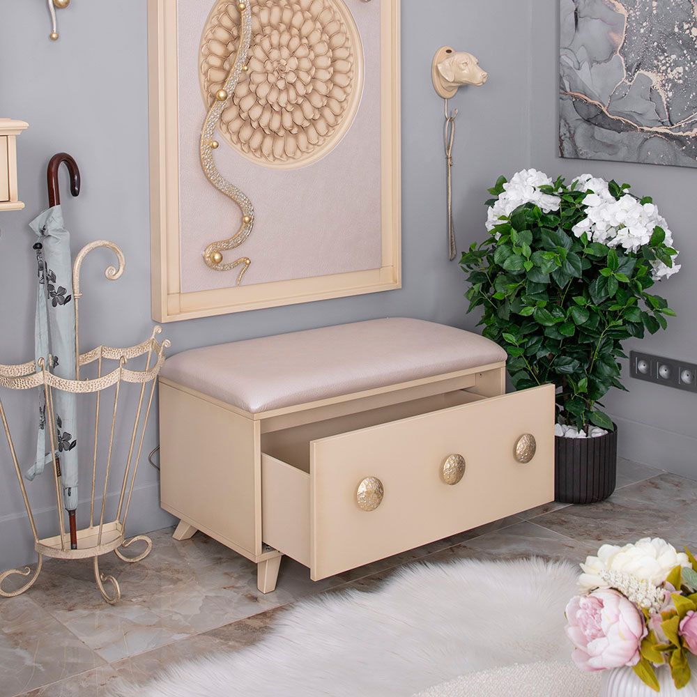 Банкетка Heri 1 Айвори Мраморное золото