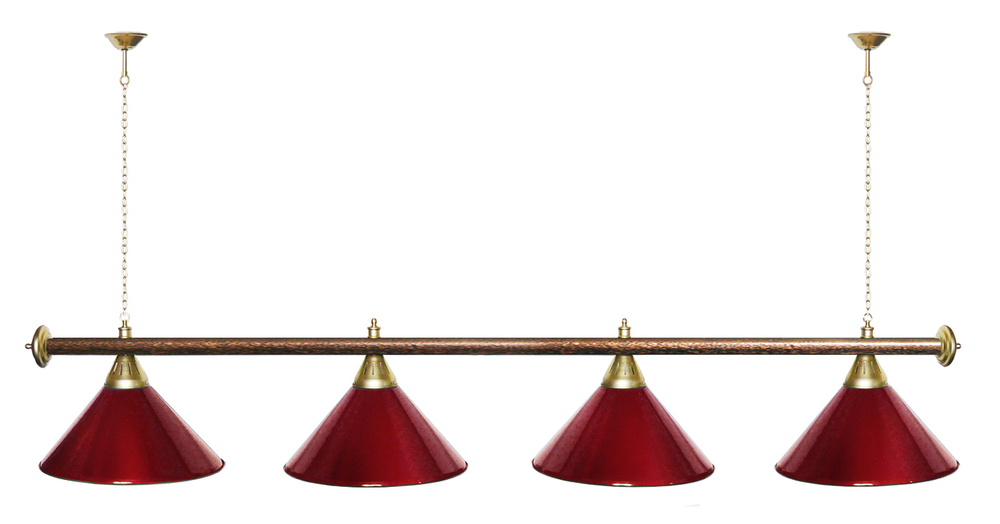 Лампа STARTBILLIARDS 4 пл. (плафоны зеленые,штанга золотая,фурнитура золото)